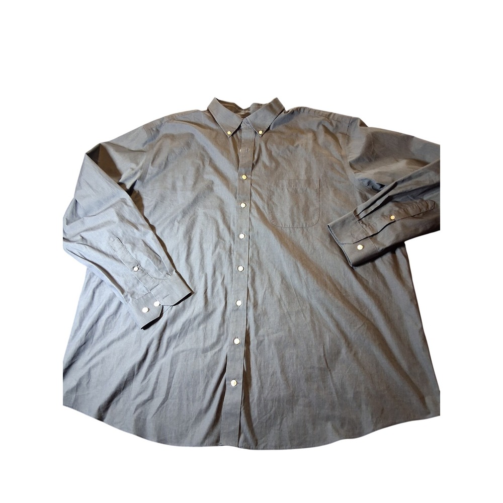 Oak Hill Mens 19 37/38 Dress Shirt Blue Gray Easy Stretch Classic Fit DXL